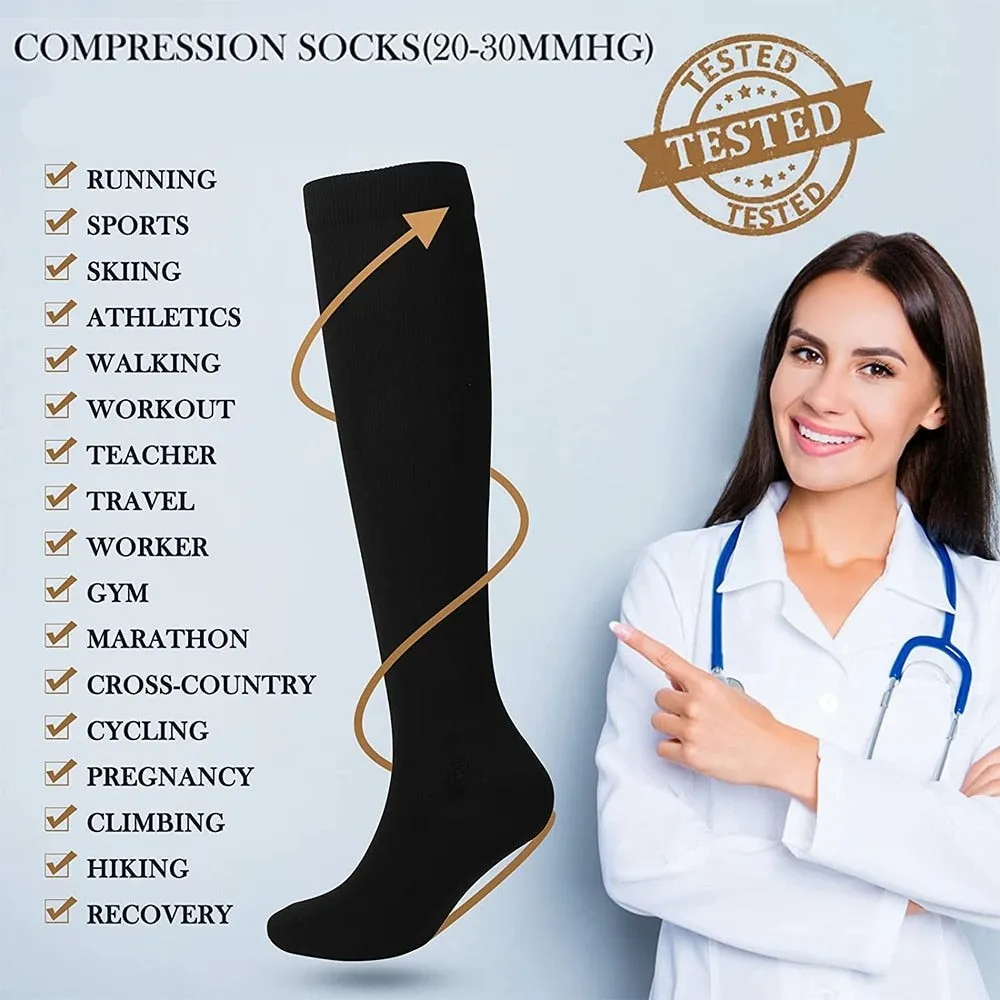 1pair Calf Compression Knee High Open Toe Socks for Women
