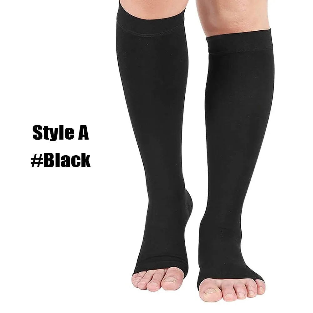 1pair Calf Compression Knee High Open Toe Socks for Women
