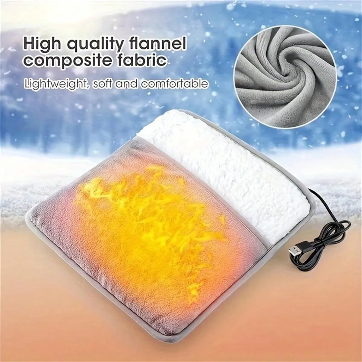 1pc USB Heated Footbed Washable Fleece Electric Footbed For Home Warm Slippers