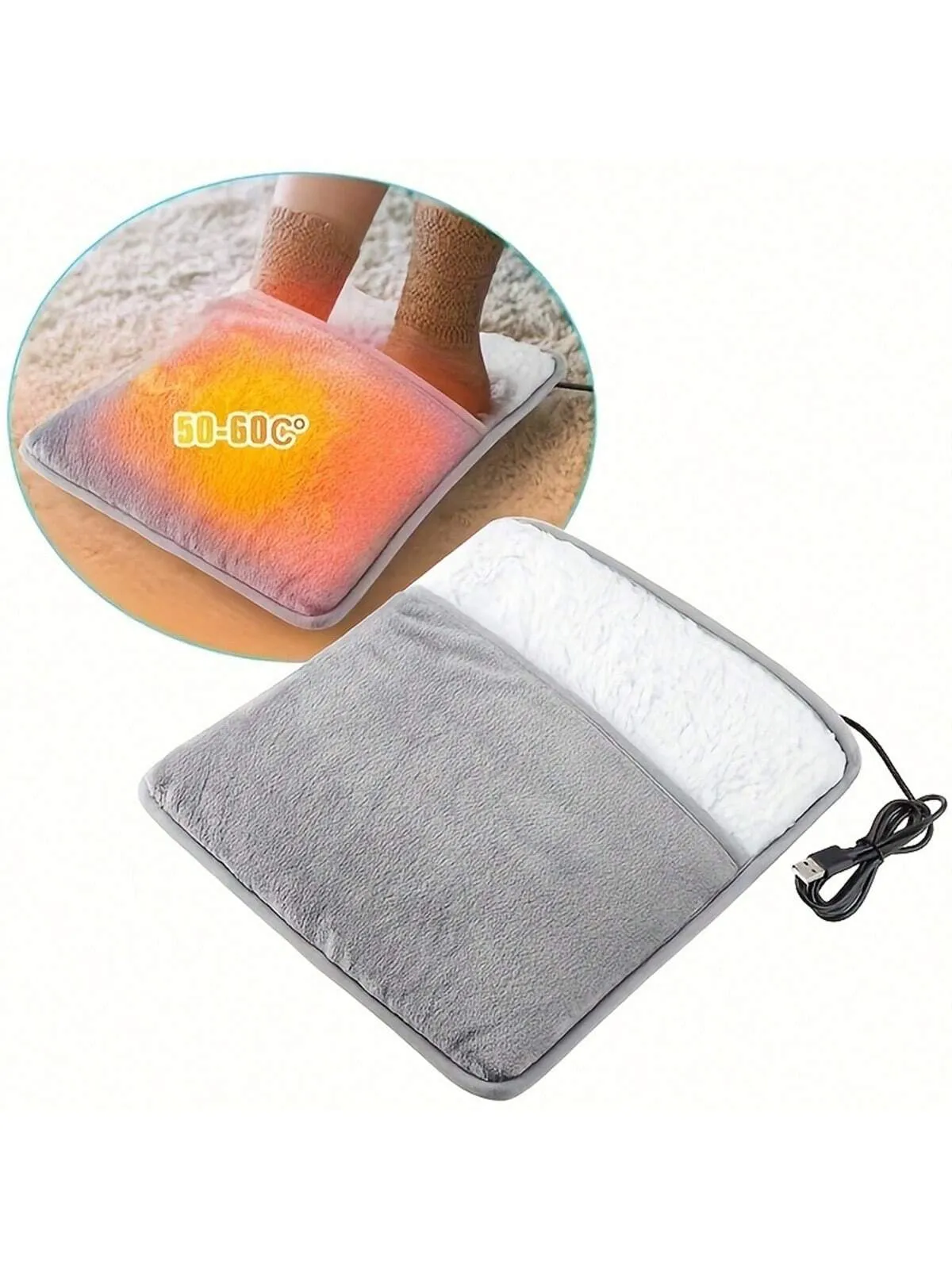 1pc USB Heated Footbed Washable Fleece Electric Footbed For Home Warm Slippers