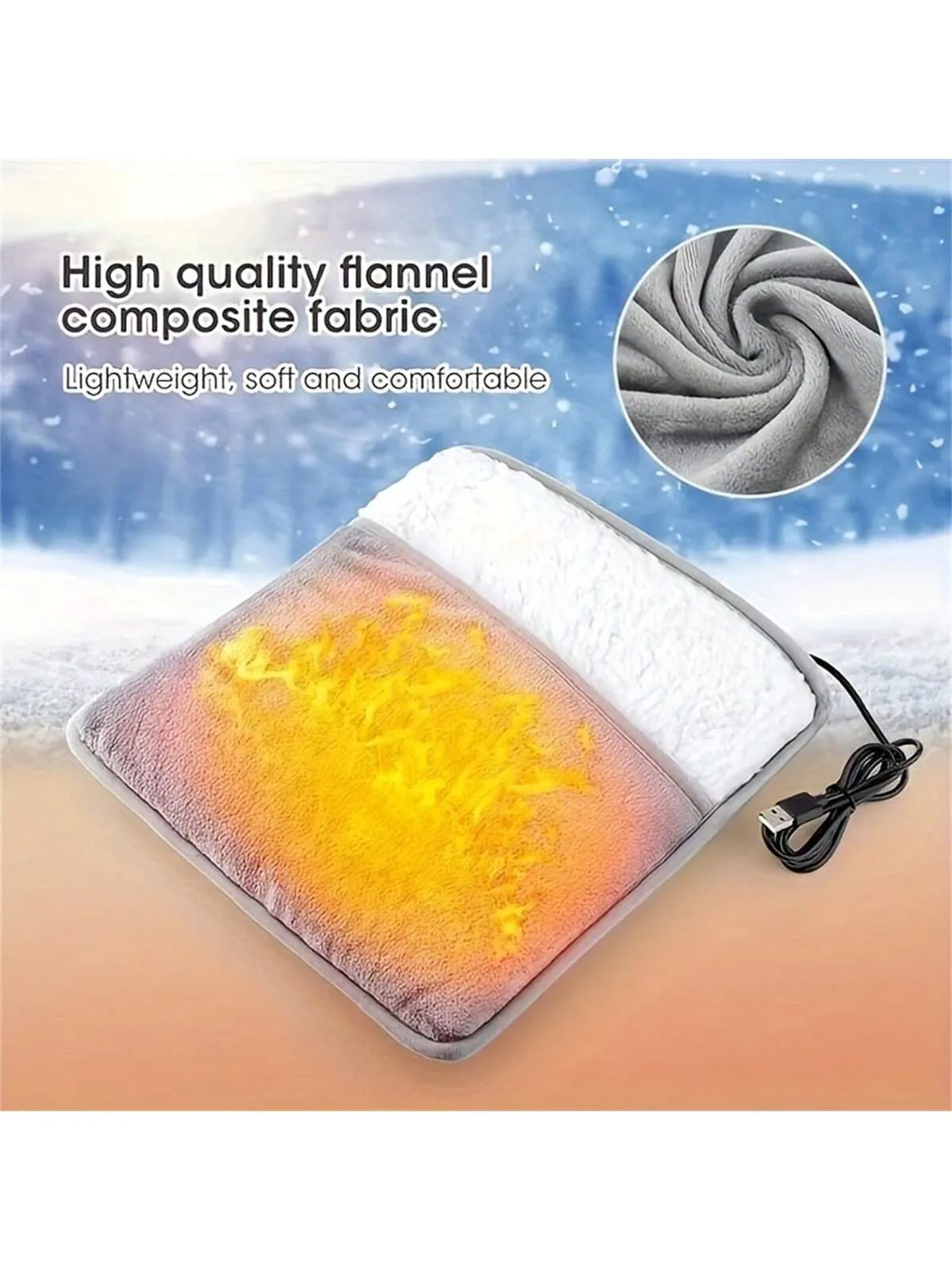 1pc USB Heated Footbed Washable Fleece Electric Footbed For Home Warm Slippers