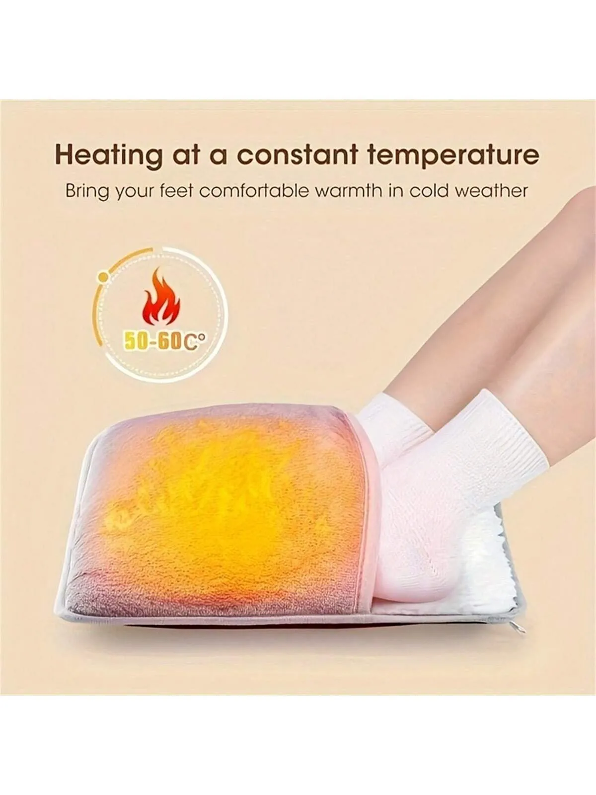 1pc USB Heated Footbed Washable Fleece Electric Footbed For Home Warm Slippers