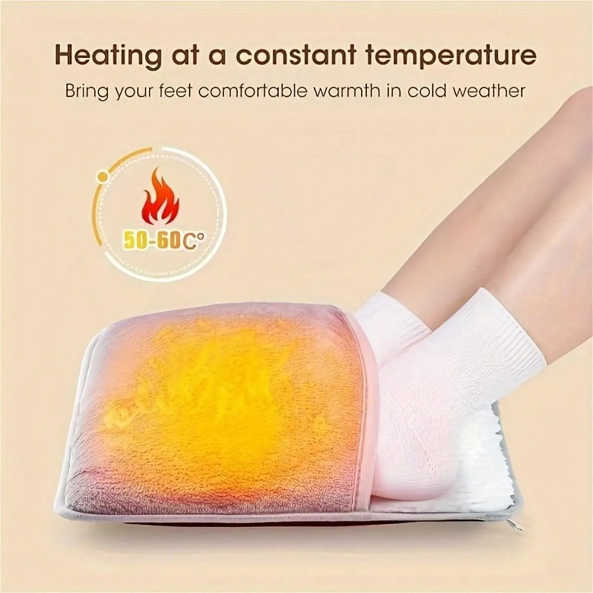 1pc USB Heated Footbed Washable Fleece Electric Footbed For Home Warm Slippers