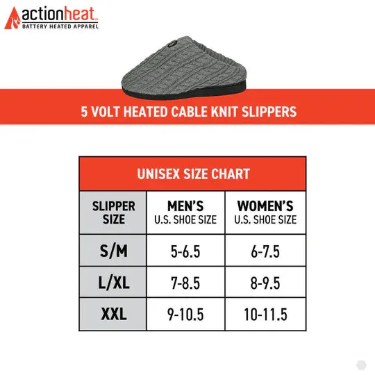 ActionHeat 5V Battery Heated Cable Knit Slippers