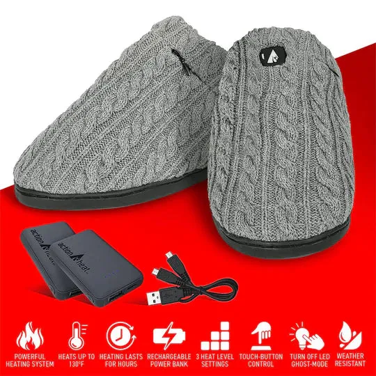ActionHeat 5V Battery Heated Cable Knit Slippers