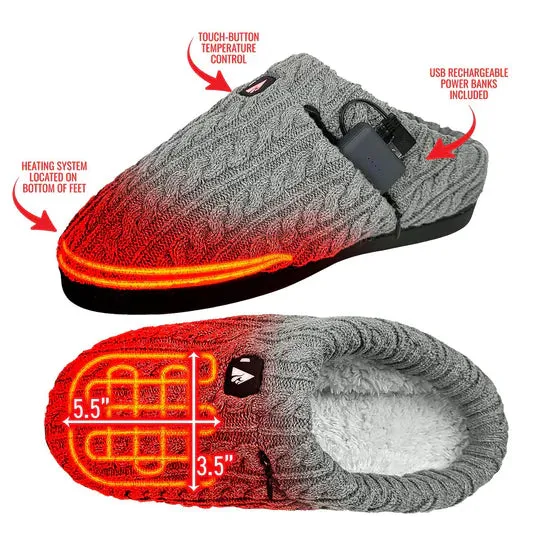 ActionHeat 5V Battery Heated Cable Knit Slippers