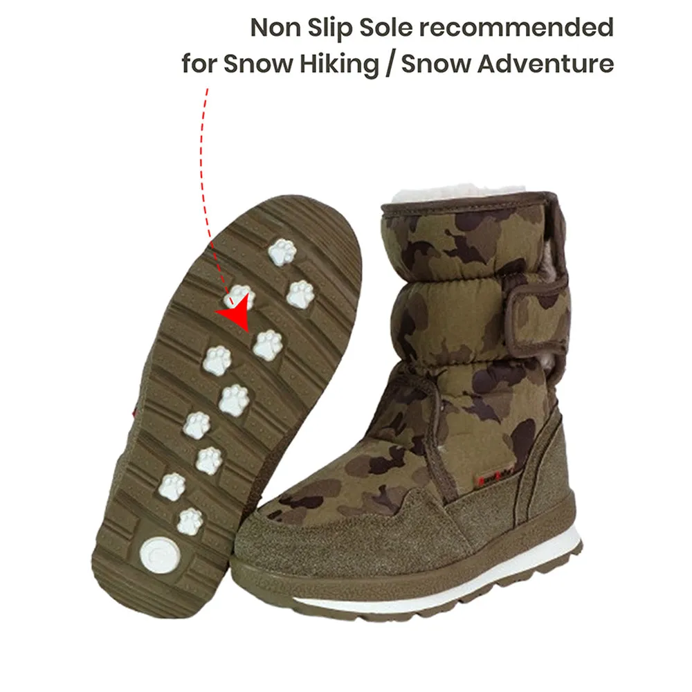 Army Green Waterproof Winter Snow Boots for Kids for Minus degree temperature