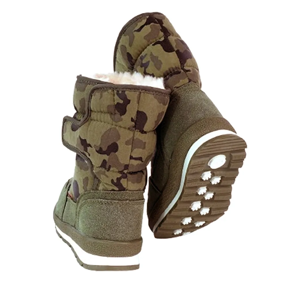 Army Green Waterproof Winter Snow Boots for Kids for Minus degree temperature