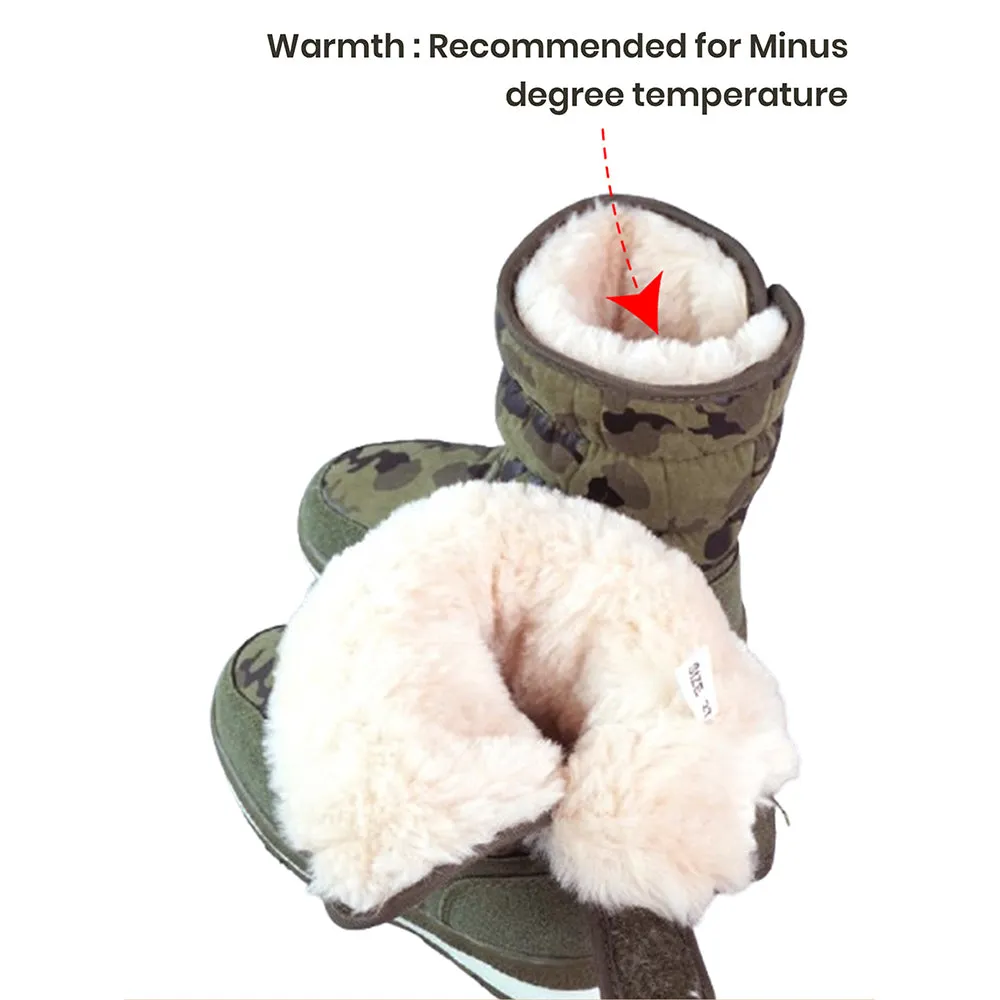 Army Green Waterproof Winter Snow Boots for Kids for Minus degree temperature