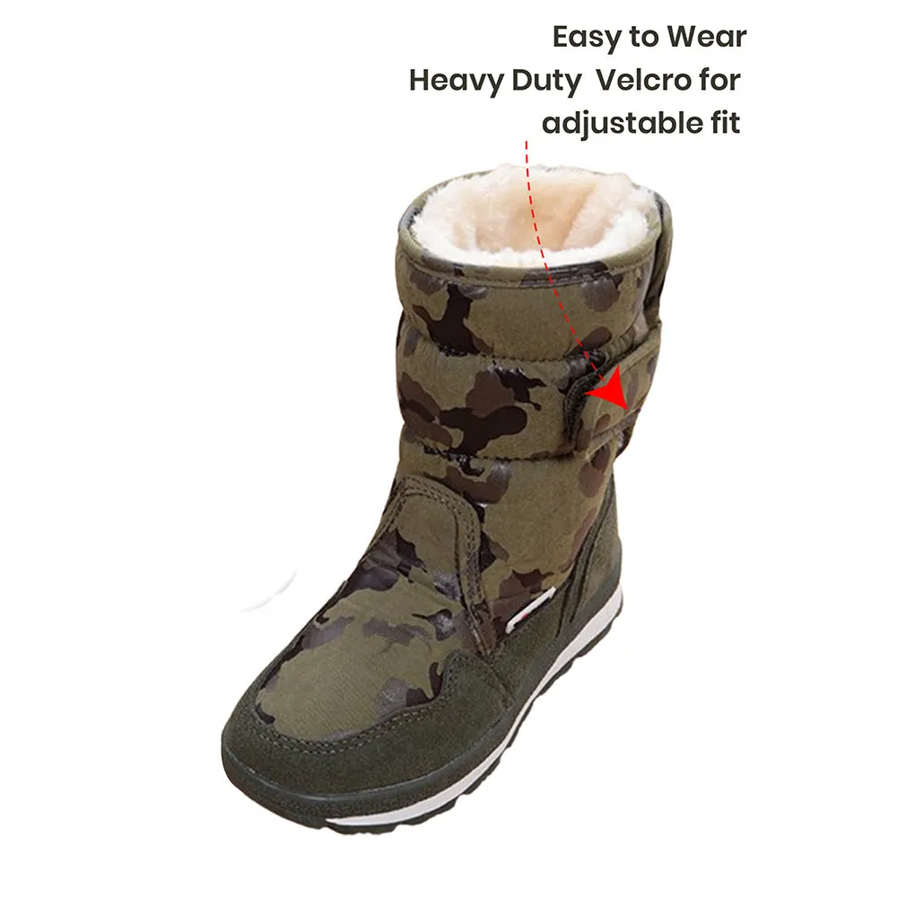 Army Green Waterproof Winter Snow Boots for Kids for Minus degree temperature