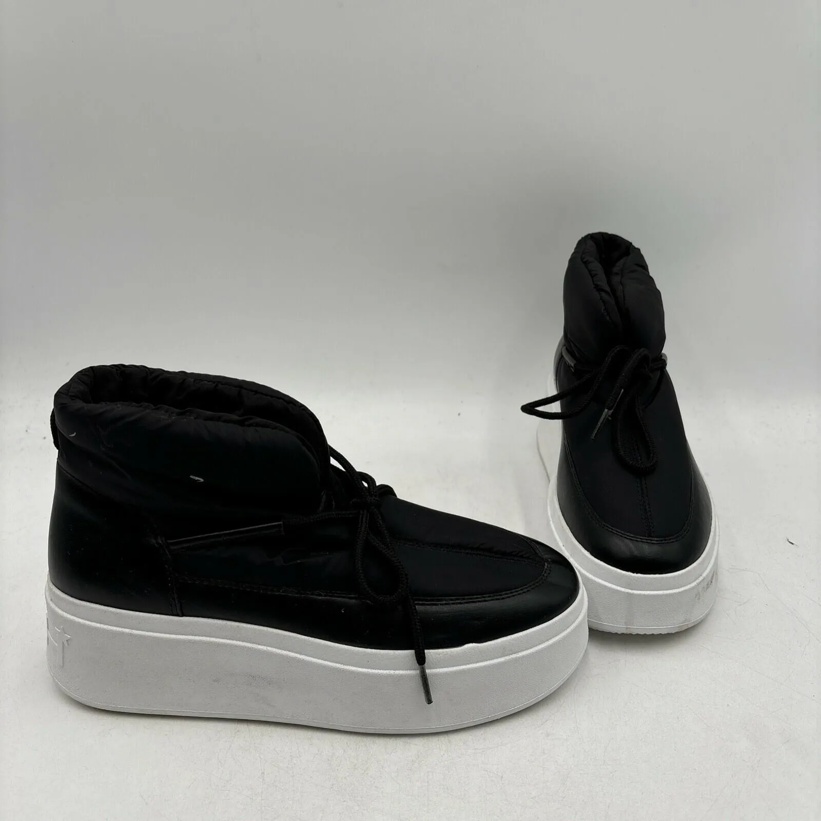 ASH “Millie S” Black Puffy Nylon Round To Lace Up Platform Snow Boots, Women 39 - Very Good