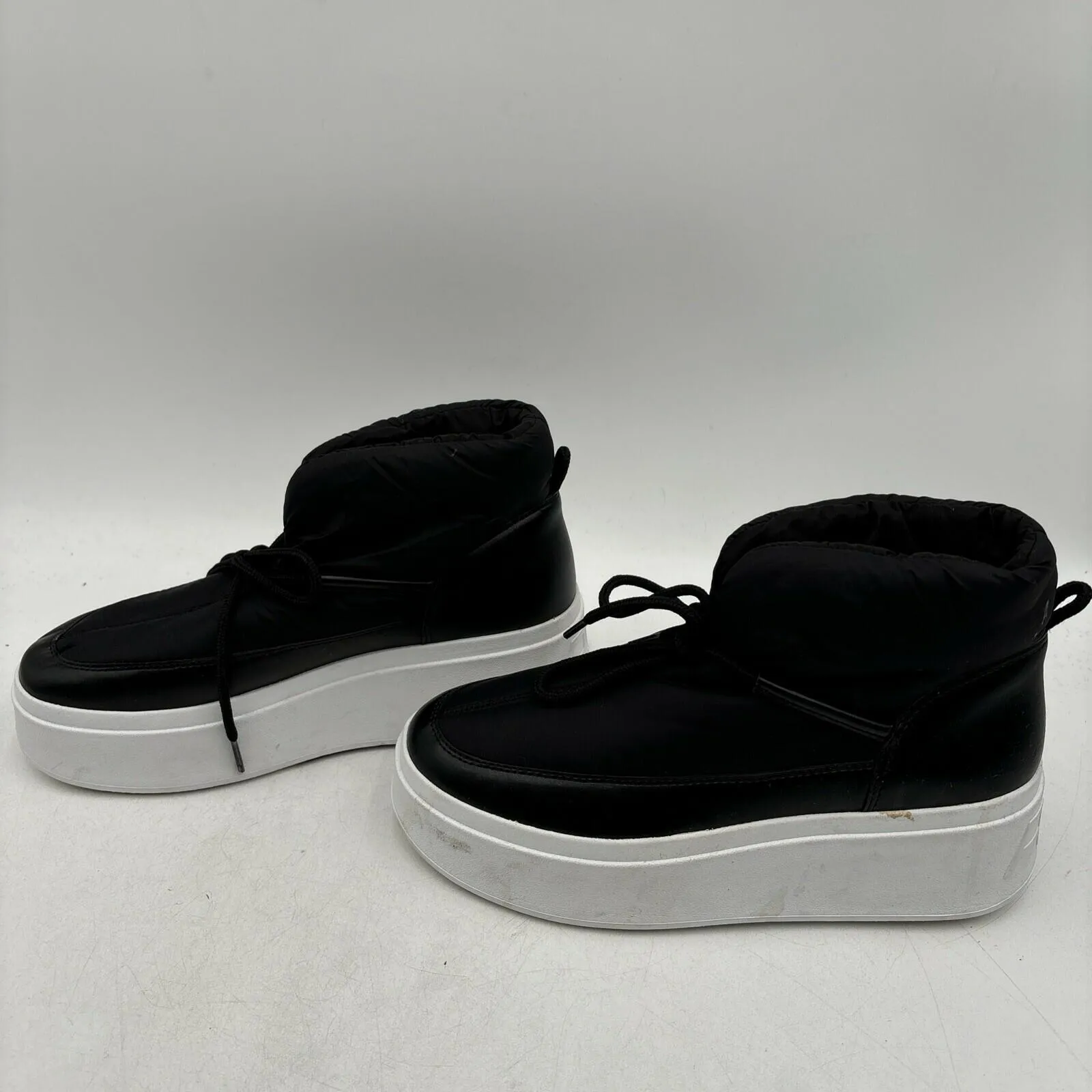 ASH “Millie S” Black Puffy Nylon Round To Lace Up Platform Snow Boots, Women 39 - Very Good