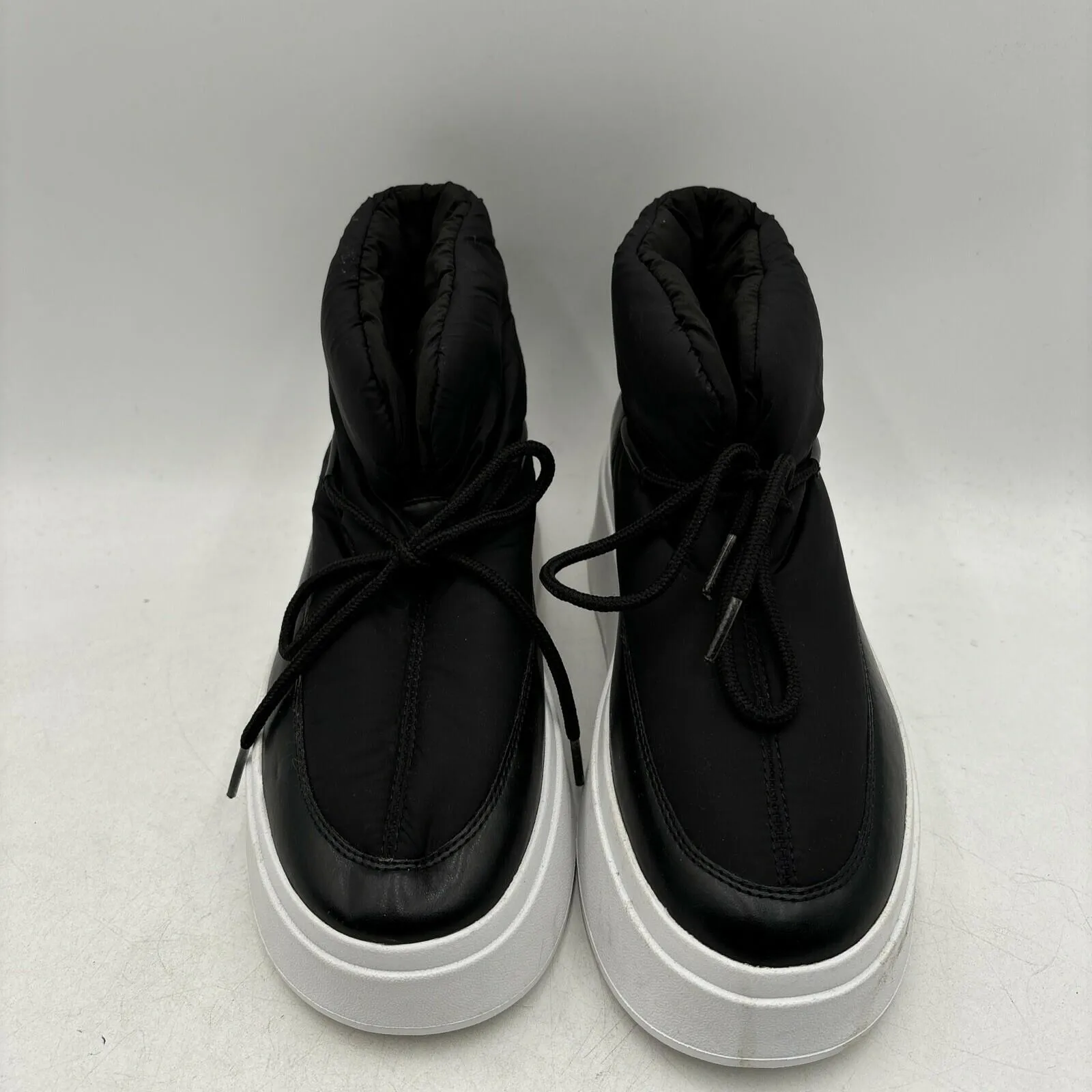 ASH “Millie S” Black Puffy Nylon Round To Lace Up Platform Snow Boots, Women 39 - Very Good