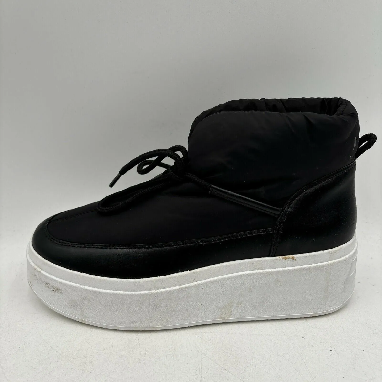 ASH “Millie S” Black Puffy Nylon Round To Lace Up Platform Snow Boots, Women 39 - Very Good