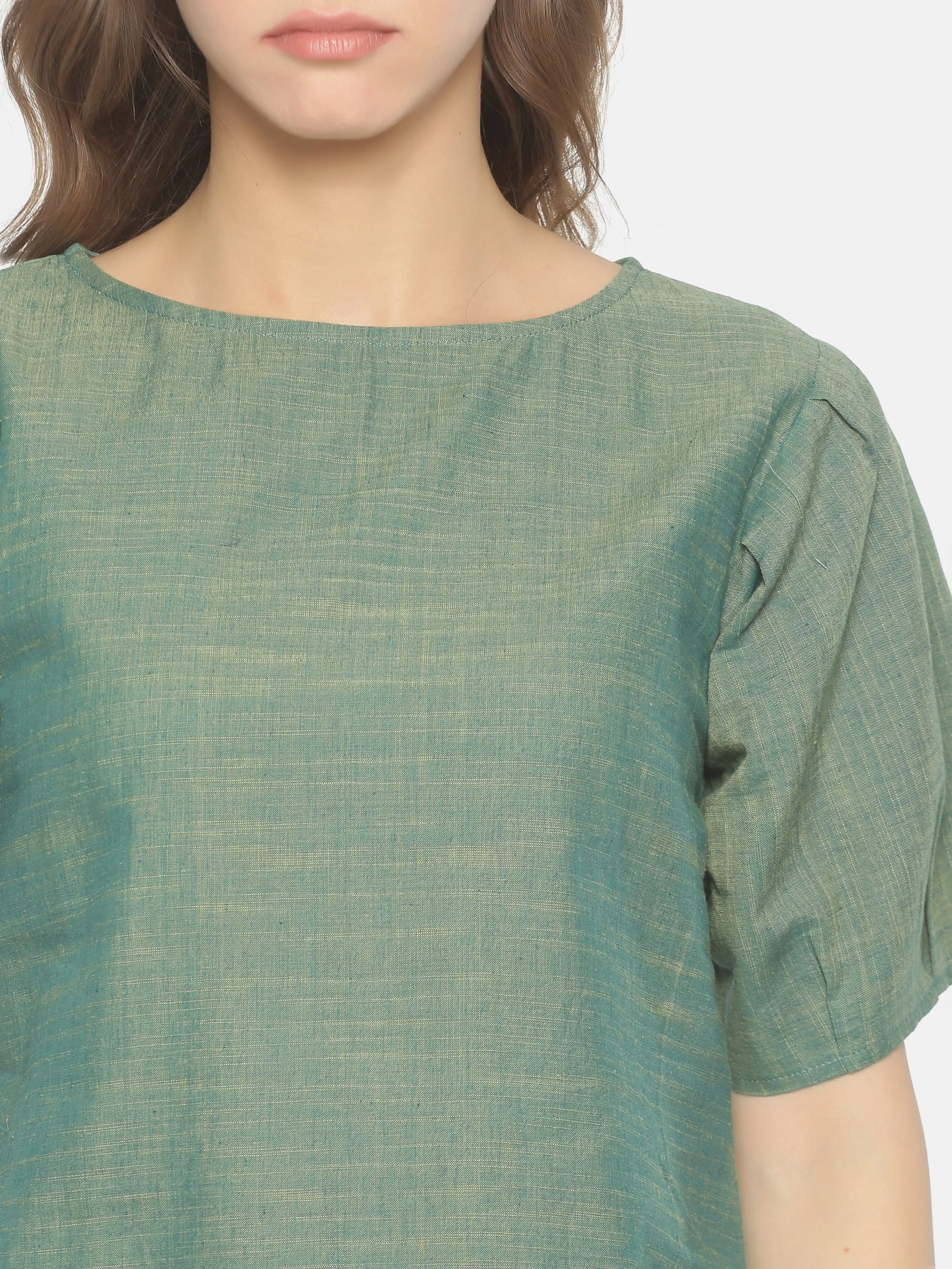 Balloon Sleeve Dress - Green