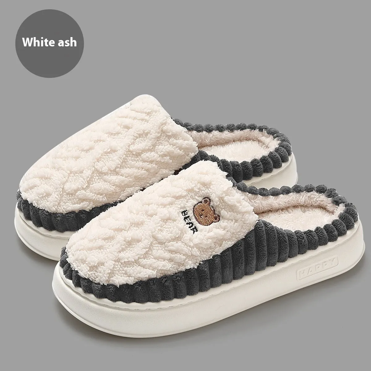 Bear Foot Slippers for Men & Women | Warm Fleece Indoor Shoes