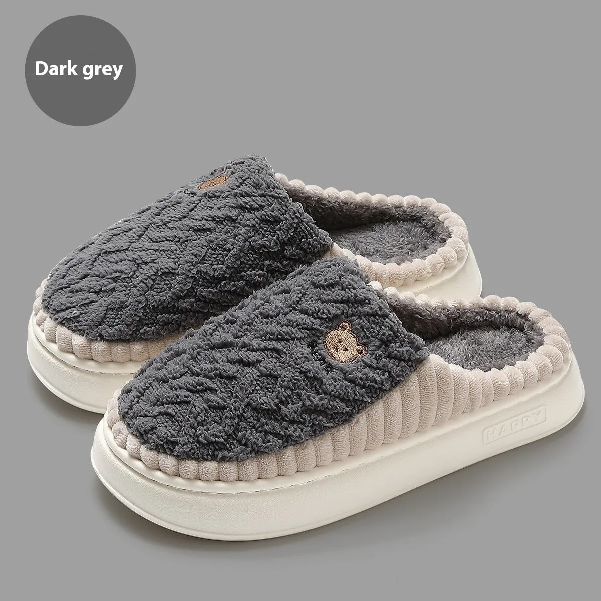 Bear Foot Slippers for Men & Women | Warm Fleece Indoor Shoes