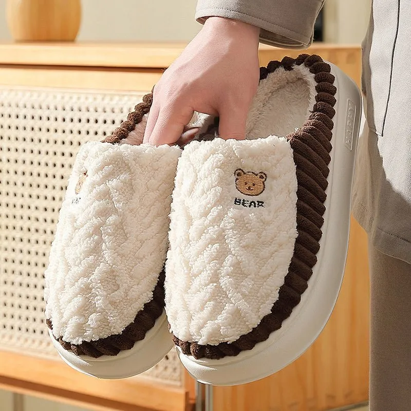Bear Foot Slippers for Men & Women | Warm Fleece Indoor Shoes