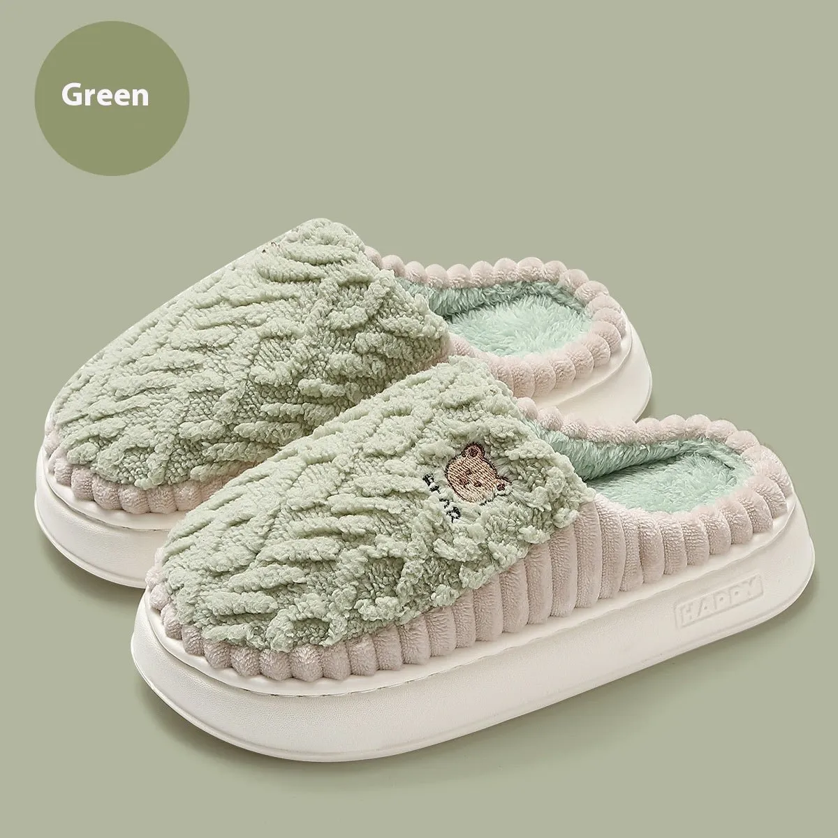 Bear Foot Slippers for Men & Women | Warm Fleece Indoor Shoes