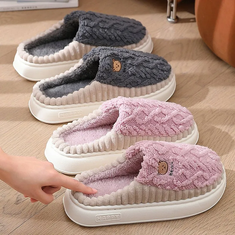 Bear Foot Slippers for Men & Women | Warm Fleece Indoor Shoes