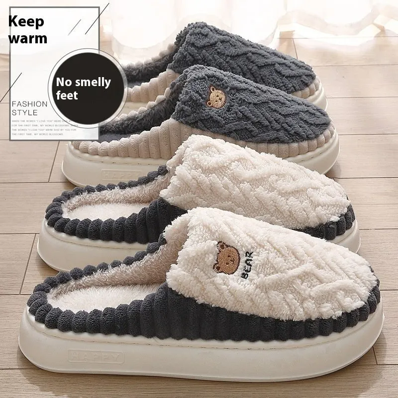 Bear Foot Slippers for Men & Women | Warm Fleece Indoor Shoes