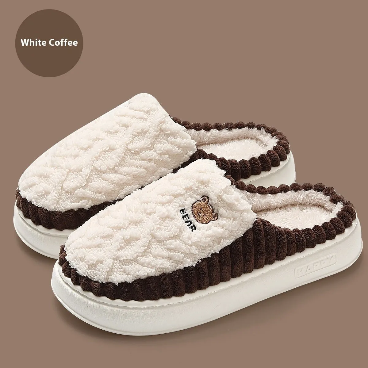 Bear Foot Slippers for Men & Women | Warm Fleece Indoor Shoes