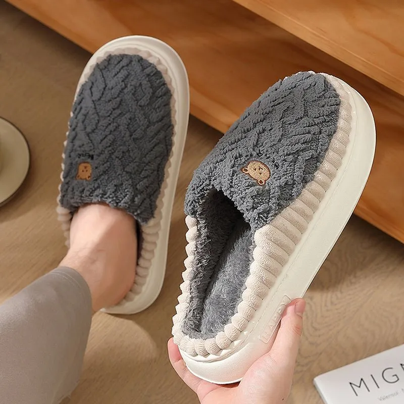 Bear Foot Slippers for Men & Women | Warm Fleece Indoor Shoes