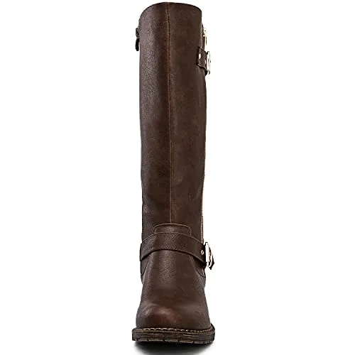 Brown Quilted Riding Boots