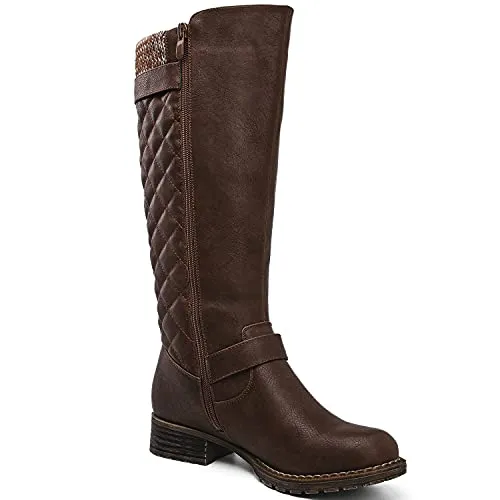 Brown Quilted Riding Boots