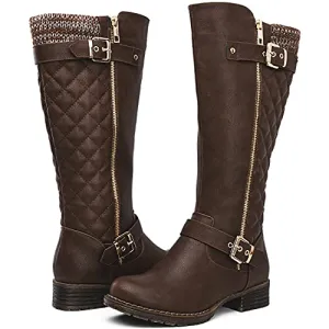 Brown Quilted Riding Boots