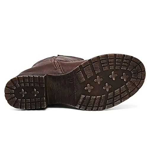 Brown Quilted Riding Boots