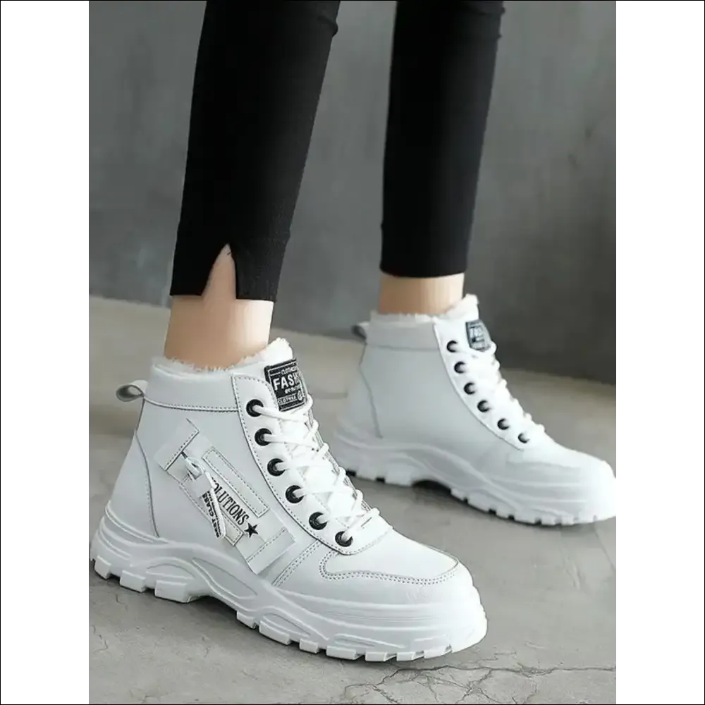 Chic Decorative Zipper Round Toe Platform Boots