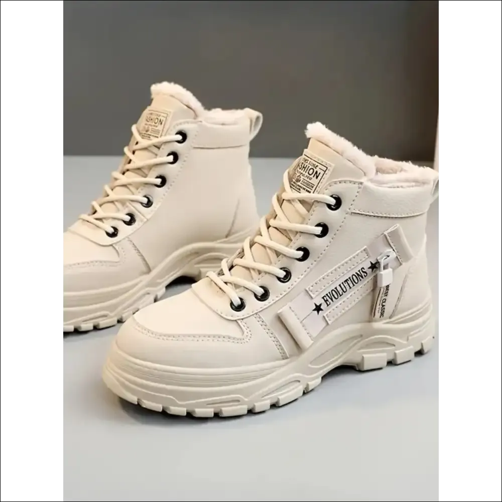 Chic Decorative Zipper Round Toe Platform Boots