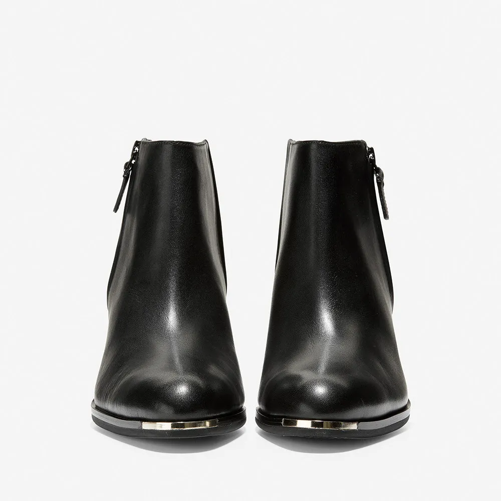 Cole Haan Grand Ambition Bootie (55mm) Black Leather / Edge Brushed Gold