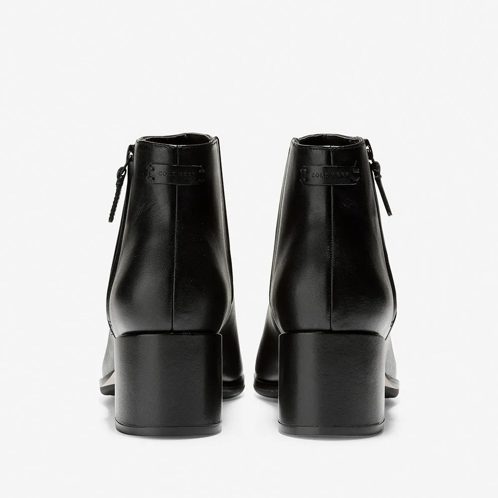Cole Haan Grand Ambition Bootie (55mm) Black Leather / Edge Brushed Gold