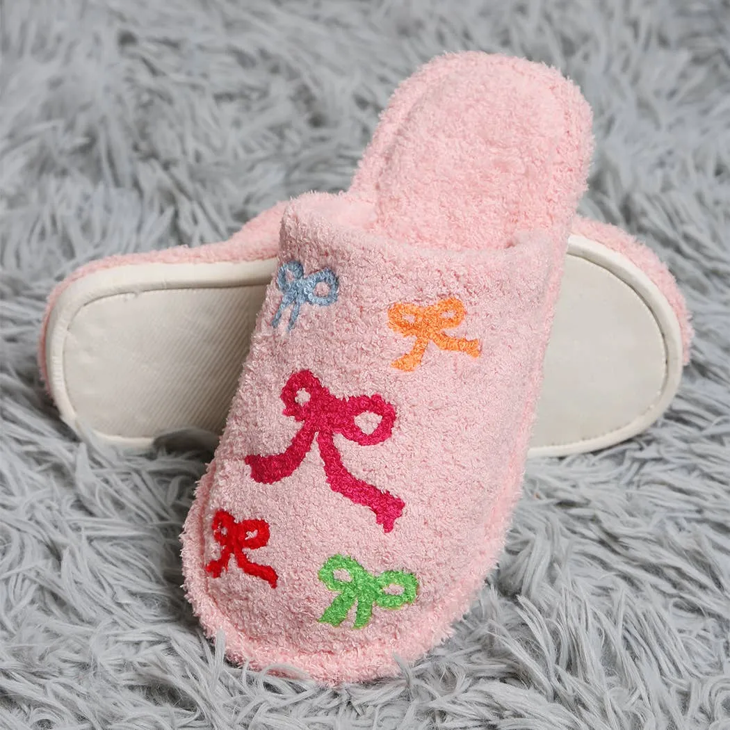 Colorful Ribbon Print Cozy Indoor Home Slippers