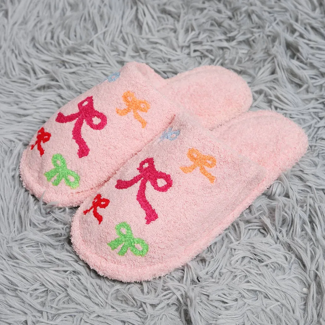 Colorful Ribbon Print Cozy Indoor Home Slippers