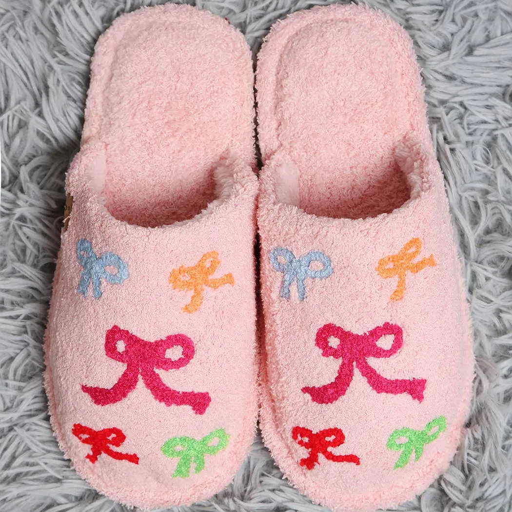 Colorful Ribbon Print Cozy Indoor Home Slippers