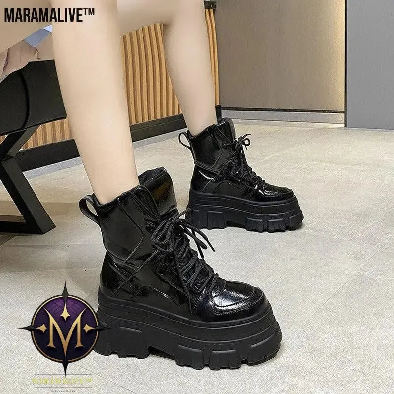 Contrasting Vintage High-top Platform Cotton Boots