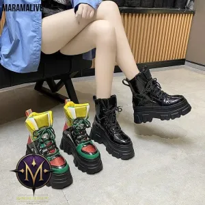 Contrasting Vintage High-top Platform Cotton Boots