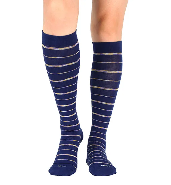 Cotton Everyday Compression Socks (15-20mmHg) - Variegated Stripes - 3 Pack