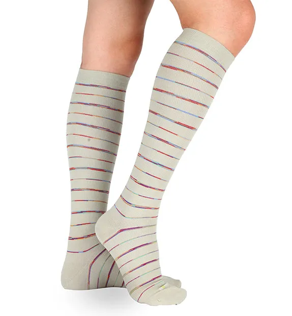 Cotton Everyday Compression Socks (15-20mmHg) - Variegated Stripes - 3 Pack