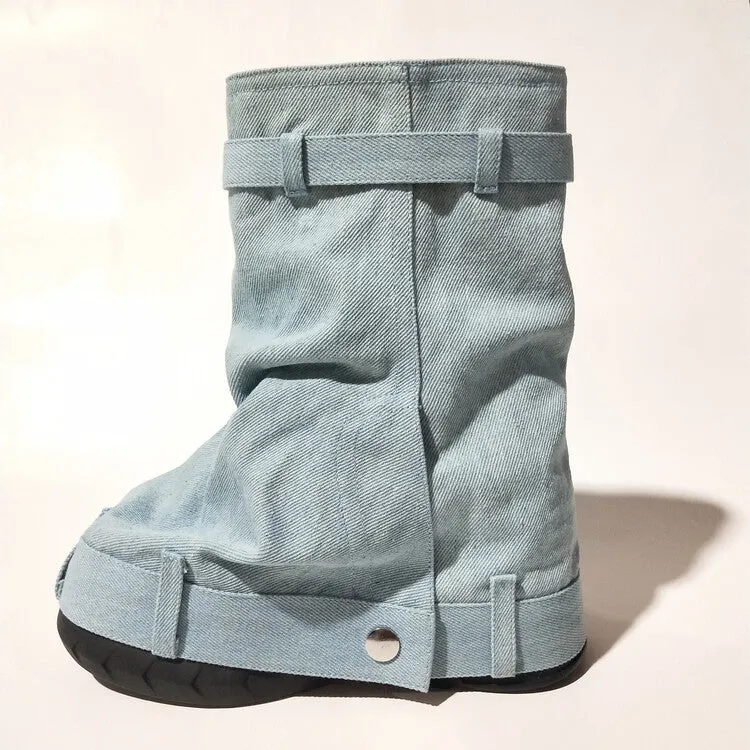 Denim Fashion Trousers Sneaker Ladies Boots