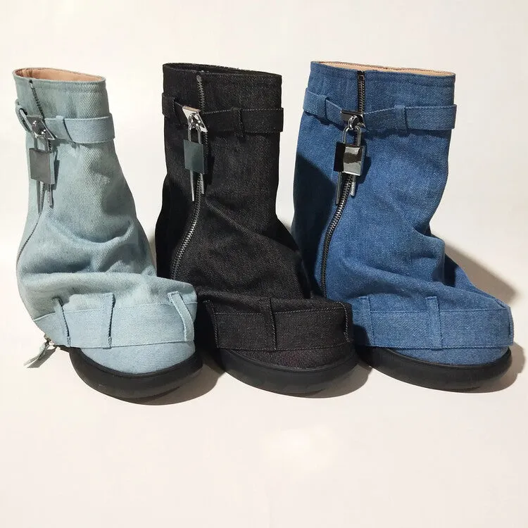 Denim Fashion Trousers Sneaker Ladies Boots