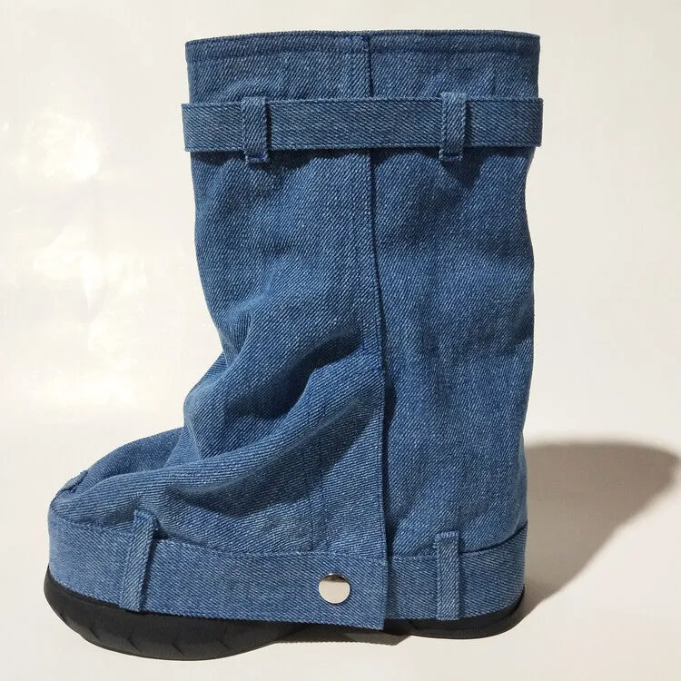 Denim Fashion Trousers Sneaker Ladies Boots