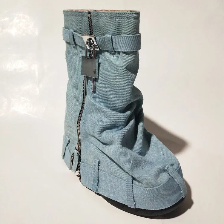 Denim Fashion Trousers Sneaker Ladies Boots