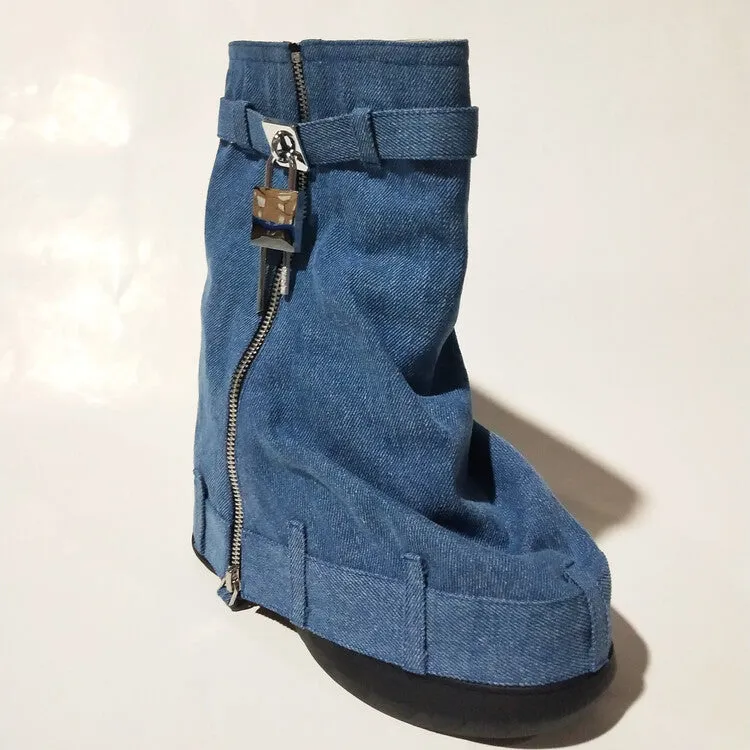Denim Fashion Trousers Sneaker Ladies Boots