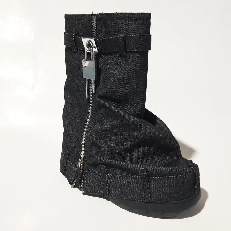 Denim Fashion Trousers Sneaker Ladies Boots
