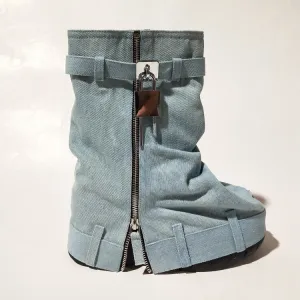 Denim Fashion Trousers Sneaker Ladies Boots