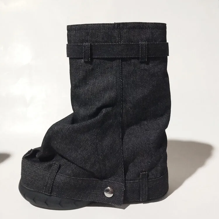 Denim Fashion Trousers Sneaker Ladies Boots